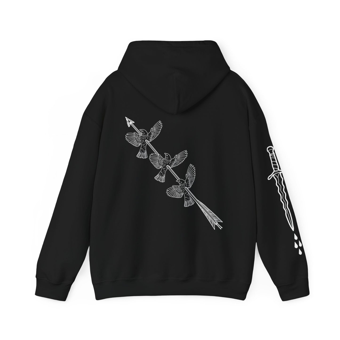 SHARP - Crowbaby hoodie with dagger sleeve & 3 birds one arrow on back